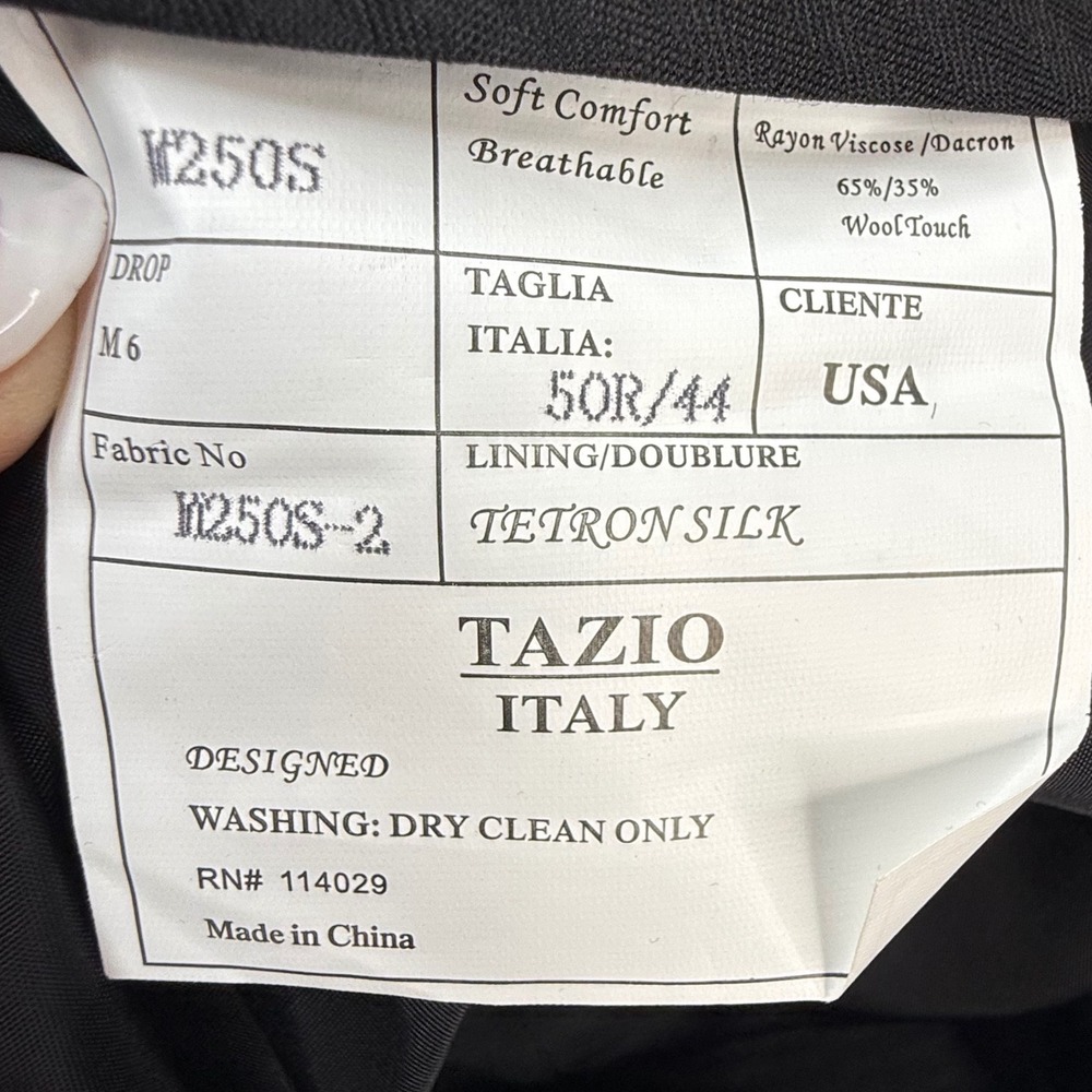 Tazio Italy Mens Ultra Slim Fit 2 Piece Suit Gray Sharkskin 50R 44W NWT sleek - Picture 12 of 16